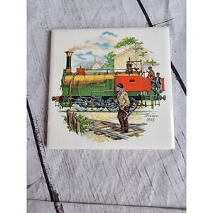 France 1849 Steam Train Tile Trivet Wall Decor 4.25inches Decrative Train Tile